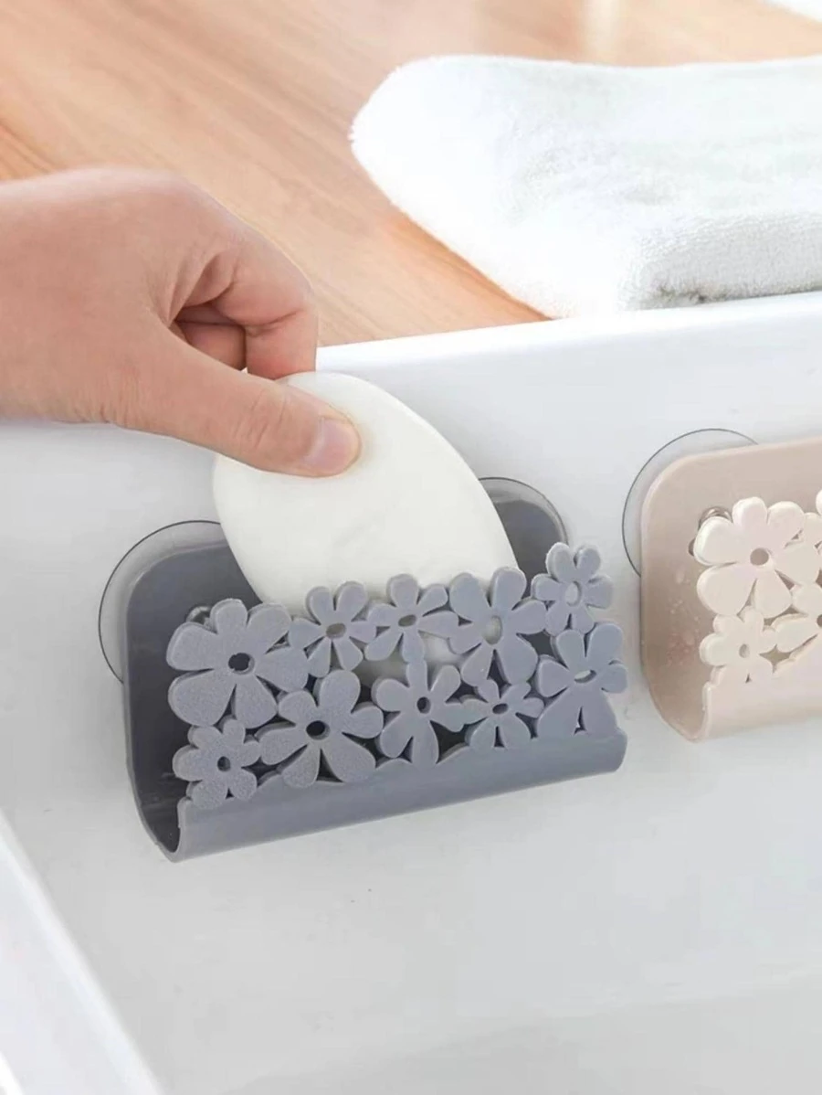 1 Nhựa Miếng Cọ Rửa Thoát Giá Đồng Màu Hoa Rỗng Ra Đa Năng Giá Để Xà Phòng Cho Nhà Bếp, Phòng Tắm - Xám - Xem 1