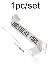 1入組字母圖案禮儀肩帶生日派對用滌綸裝飾腰帶 - 銀色 - 查看 2