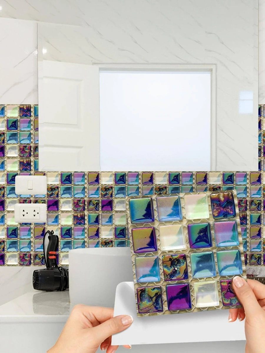 10 cái Giấy dán tường hoa văn khảm - Vàng - Xem 1