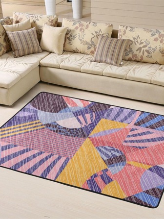 1入組幾何圖案地板地毯現代滌綸家用地毯