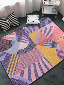 1pc Geometric Pattern Floor Carpet, Modern Polyester Rug For Home