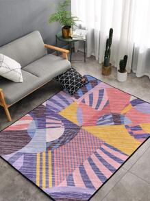 1pc Geometric Pattern Floor Carpet, Modern Polyester Rug For Home