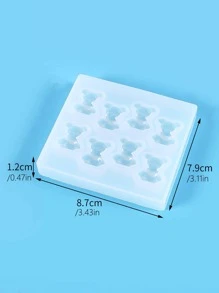 1pc Bear Design DIY Silicone Mold, 8 Grid Cartoon Silicone Mold For DIY - White - View 6