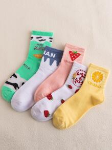 5雙字母圖案圓襪 - 彩色 - 查看 1