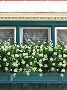 1 件/2 件/4 件/6 件人造花，假户外抗紫外线黄杨灌木仿塑料绿植植物适用于户外悬挂花盆露台庭院婚礼室内家庭厨房农舍装饰、假植物、秋季装饰、房间、书桌、花园装饰、房间装饰用品 - 白色 - 查看 10