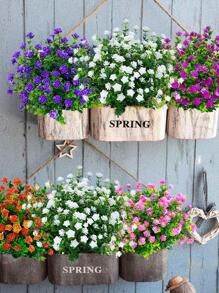 1 件/2 件/4 件/6 件人造花，假户外抗紫外线黄杨灌木仿塑料绿植植物适用于户外悬挂花盆露台庭院婚礼室内家庭厨房农舍装饰、假植物、秋季装饰、房间、书桌、花园装饰、房间装饰用品 - 白色 - 查看 4