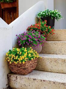 1 件/2 件/4 件/6 件人造花，假户外抗紫外线黄杨灌木仿塑料绿植植物适用于户外悬挂花盆露台庭院婚礼室内家庭厨房农舍装饰、假植物、秋季装饰、房间、书桌、花园装饰、房间装饰用品 - 白色 - 查看 5