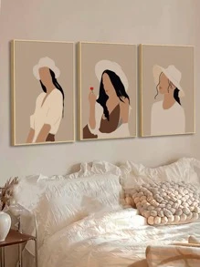 3入組/套人物圖形無框繪畫現代化學纖維牆壁藝術繪畫牆壁裝飾 - 彩色 - 查看 8