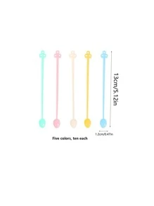 50pcs Mixed Color Mixing Spoon, Modern Plastic Silicone Spoon For DIY