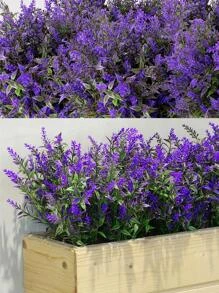 2bunches Plastic Artificial Flower Bouquet, Creative Floral Design Artificial Flower Bundle For Home - Purple - View 1