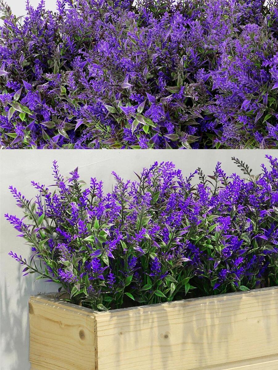 2bunches Plastic Artificial Flower Bouquet, Creative Floral Design Artificial Flower Bundle For Home - Purple - View 1