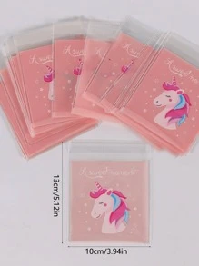 أكياس تغليف البسكويت / الحلوى 100 قطعة بتصميم وحش القرد النادر 10 * 10 سم (3.9 * 3.9 بوصة)، عالية الالتصاق - وردي - مشاهدة 2