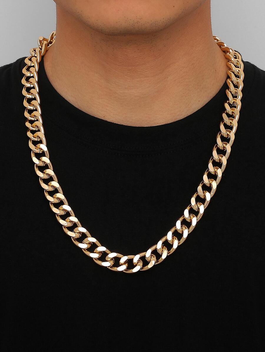 Men Minimalist Chain Necklace - Yellow Gold - View 1