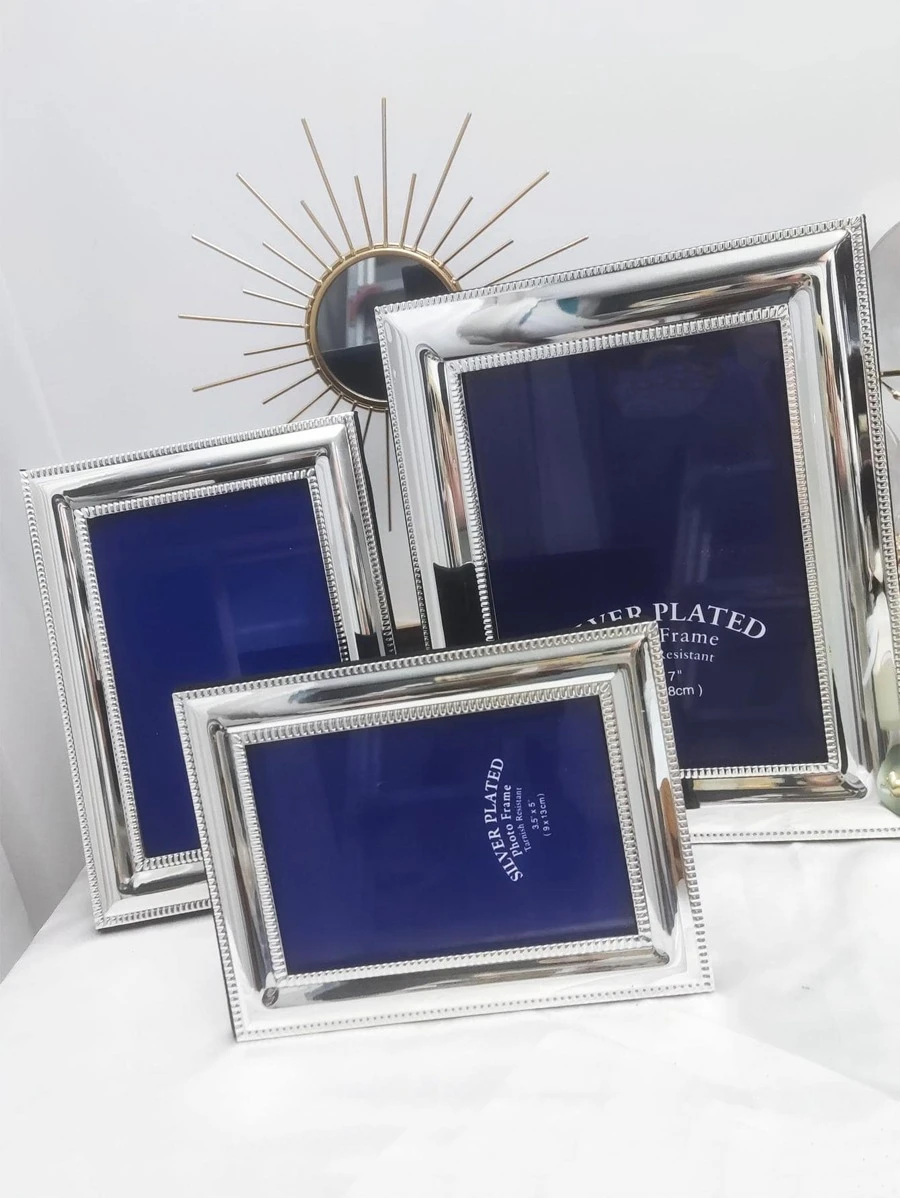 1pc Iron Photo Frame, Modern Sliver Poster Display Stand Frame For Home - Silver - View 1