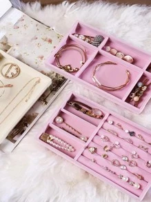 1 Khay Đựng Trang Sức MDF, Khay Đựng Trang Sức Nhiều Lưới Màu Trơn Cho Gia Đình - Hồng - Xem 3