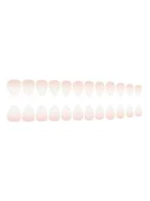 Press-On Nails For Girls And Ladies For Daily Wear 24 Pieces Short Almond-Shaped Minimalist Sexy Style Gradient Nail Tips With 1 Rubbing Strip 1 Piece Of Jelly Glue Nail Supplies Nails
