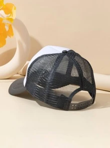 男士標語圖案網眼棒球帽 - 深灰色 - 查看 3