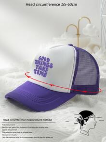 Men Slogan Graphic Trucker Hat Street - Purple - View 4