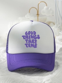 Men Slogan Graphic Trucker Hat Street - Purple - View 1