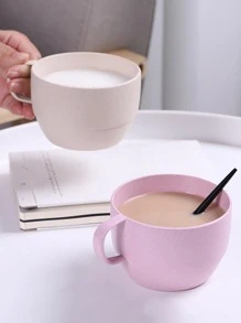 1pc PP Mug, Minimalist Beige Mug For Home - Beige - View 5