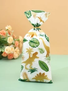 50 cái Túi quà hoa văn khủng long & nhiệt đới - màu xanh lá - Xem 3