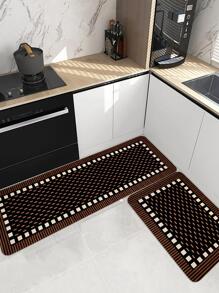 1 Thảm Nhà Bếp Họa Tiết Sọc Và Vuông, Thảm Chống Trượt Bằng Polyester Hiện Đại Cho Nhà Bếp, Trang Trí Phòng - Nhiều màu - Xem 3