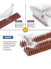 防鳥釘,適用於鳥類松鼠浣熊鴿子貓等動物的威懾釘,可防止鳥類靠近屋外,棕色 - 棕色 - 查看 4