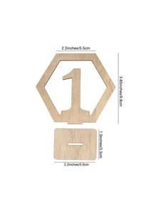 10入組/套木頭派對方向標誌,現代數字裝飾派對指示牌適合婚禮 - 黃色 - 查看 3
