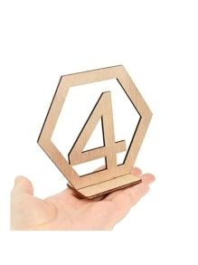 10入組/套木頭派對方向標誌,現代數字裝飾派對指示牌適合婚禮 - 黃色 - 查看 5