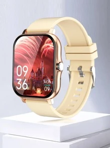 Đồng hồ thông minh hình vuông theo dõi nhịp tim - Màu be - Xem 2