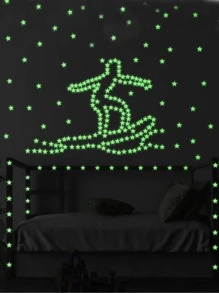 100入組/套塑膠裝飾膜,現代夜光星形設計窗戶貼紙 - 彩色 - 查看 8