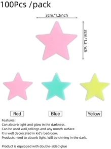 100入組/套塑膠裝飾膜,現代夜光星形設計窗戶貼紙 - 彩色 - 查看 6