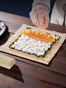 1入組竹子壽司卷墊,日式風廚房壽司卷墊 - 綠色 - 查看 3