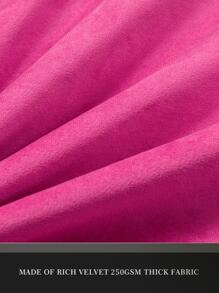 1pc Solid Color Cushion Cover Without Filler, Pom Pom Decor Chemical Fiber Decorative Throw Pillow Case For Living Room, Home Decor - Hot Pink - View 4