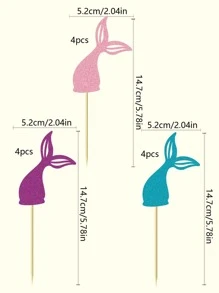 12 Cái/bộ Giấy Bánh Topper Sáng Tạo Hoa Văn Đuôi Cá Bánh Trang Trí Hàng Đầu Cho Tiệc Sinh Nhật - Nhiều màu - Xem 4