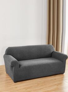 1pc Jacquard Solid Color Sofa Slipcover, Modern Polyester Sofa Slipcover For Home, All Season - Dark Grey - View 2