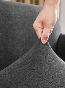 1pc Jacquard Solid Color Sofa Slipcover, Modern Polyester Sofa Slipcover For Home, All Season - Dark Grey - View 3