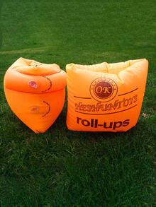 2入組/套PVC漂浮袖素色橙色充氣游泳臂背心袖適合游泳 - 橘色 - 查看 3