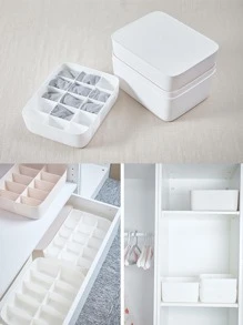 1pc Plastic N Compartment Divided Drawer And Closet Storage Bin, Organizer For Scarves, Socks, Bras, And Underwear, Dress Drawer Organizer, Shelf Organization ﻿ Decorations Decor Festival Decor Room Decor Home Decor Decor Bedroom Decor - White - View 7