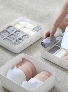 1pc Plastic N Compartment Divided Drawer And Closet Storage Bin, Organizer For Scarves, Socks, Bras, And Underwear, Dress Drawer Organizer, Shelf Organization ﻿ Decorations Decor Festival Decor Room Decor Home Decor Decor Bedroom Decor - White - View 5