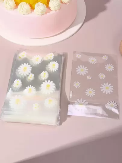 100入組/套塑膠禮品袋,現代雛菊圖案禮品包裝袋適合派對