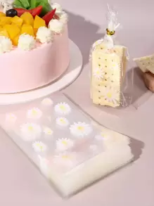 100入組/套塑膠禮品袋,現代雛菊圖案禮品包裝袋適合派對 - 彩色 - 查看 3