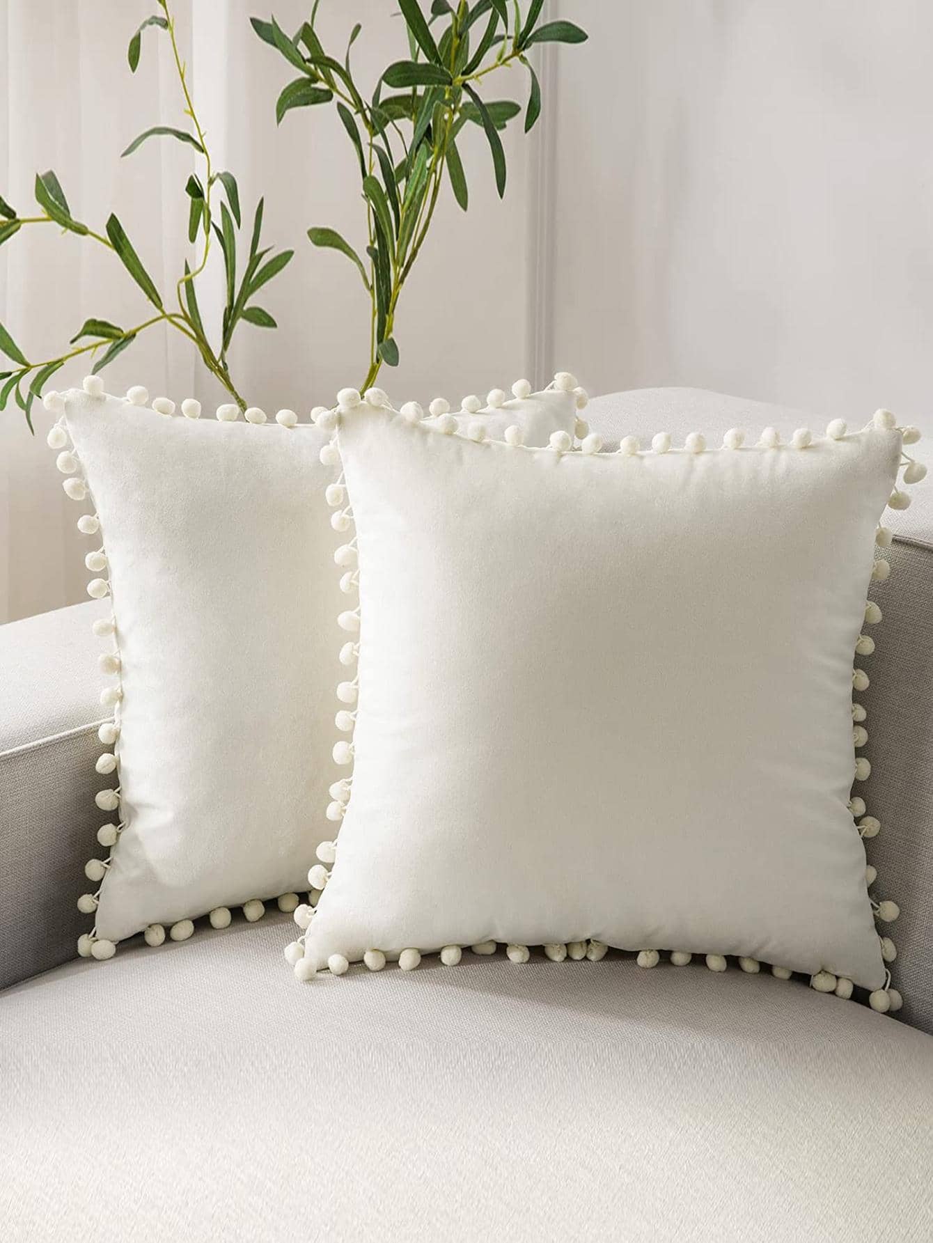 1 Màu Đệm Không Chất Độn, Pom Pom Trang Trí Sợi Hóa Học Trang Trí Ném Gối Cho Phòng Khách, Trang Trí Nhà Cửa - Màu be - Xem 1