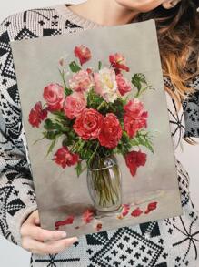 1入組化學纖維裱框畫,復古花卉圖案家庭裝飾牆壁藝術繪畫 - 多色 - 查看 7