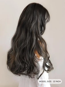 7JHH WIGS U-shaped Half Wig, Light Brown Synthetic Machine-made Wig With Big Wavy Curls - Black - View 2