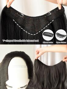 7JHH WIGS U-shaped Half Wig, Light Brown Synthetic Machine-made Wig With Big Wavy Curls - Black - View 5