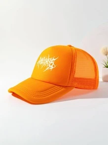 男士刺尖圖案網眼棒球帽 - 橘色 - 查看 2