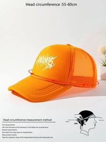 男士刺尖圖案網眼棒球帽 - 橘色 - 查看 4