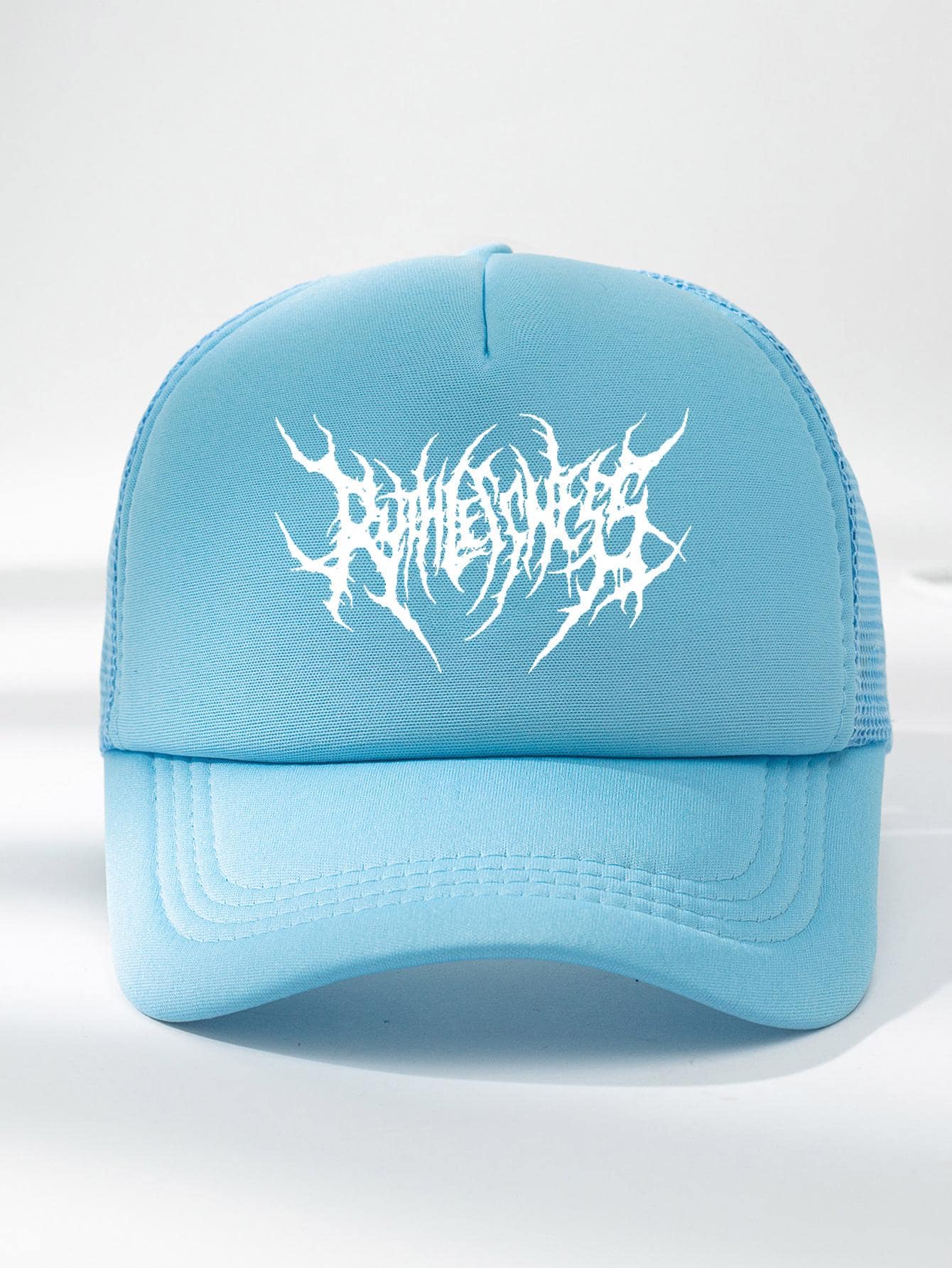Men Thorns Pattern Trucker Hat - Baby Blue - View 1
