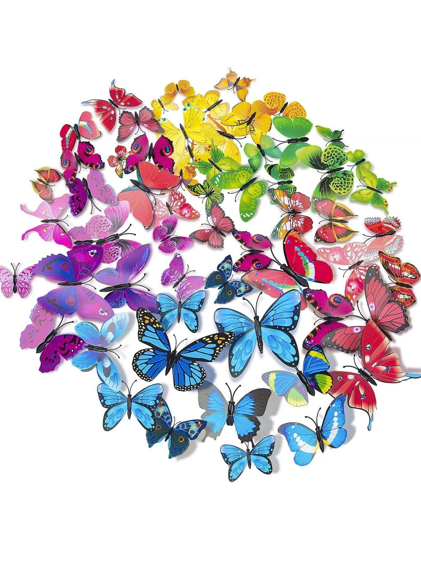72pcs/set PVC Butterfly Sticker, Creative Mixed Color Self Adhesive 3D Butterfly Wall Decor For Home - Multicolor - View 1